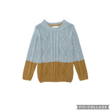 Load image into Gallery viewer, Cable Knit Sweater Grey/Yellow