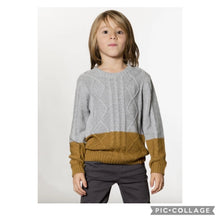 Load image into Gallery viewer, Cable Knit Sweater Grey/Yellow