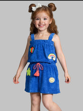 Load image into Gallery viewer, Blue Terry Romper w/ Patches
