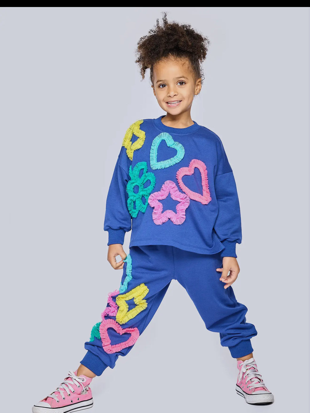 Blue Mesh Heart Jogger Set