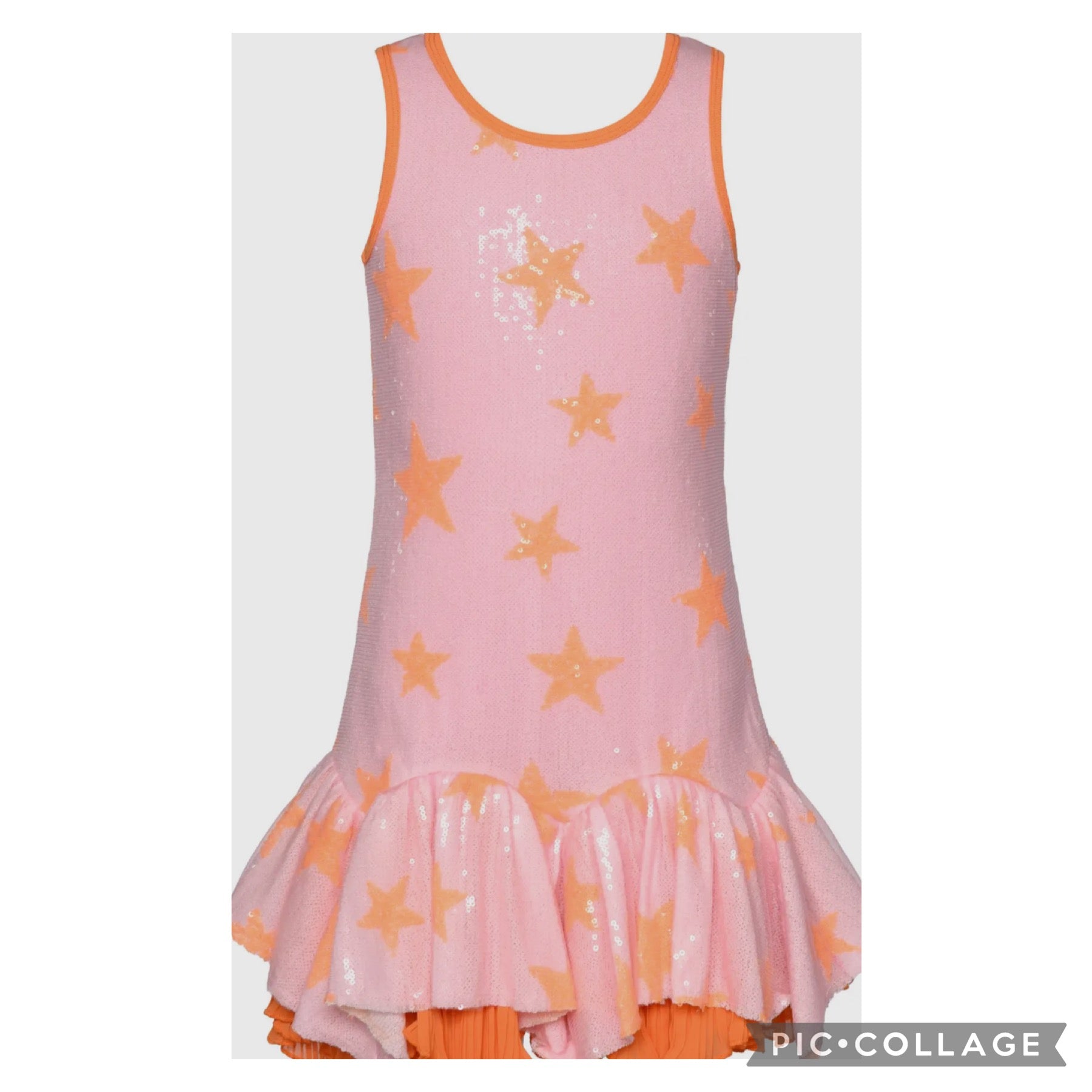 orange star dress Orange And White Chenille Star Kid Dress 5