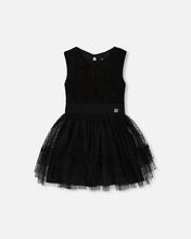 Load image into Gallery viewer, Black Tulle Ribbed Dress
