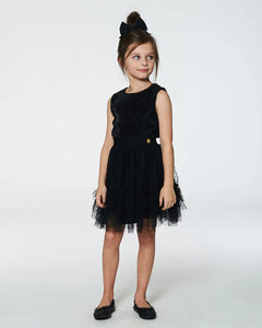 Black Tulle Ribbed Dress