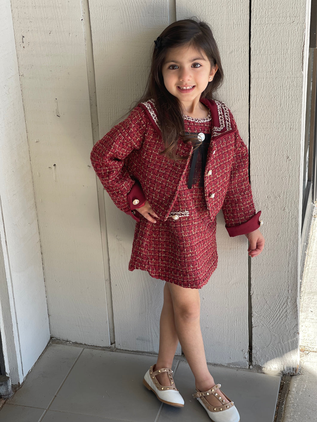 2pc Red Tweed Dress Set – Sassy Savannah Baby & Kids