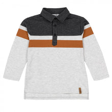 Load image into Gallery viewer, Grey/Tan Stripe Polo
