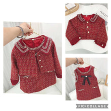 Load image into Gallery viewer, 2pc Red Tweed Dress Set
