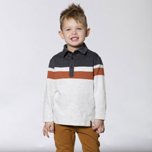 Load image into Gallery viewer, Grey/Tan Stripe Polo
